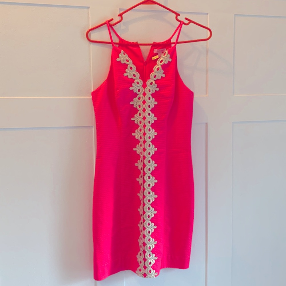 Hot pink and gold Lilly Pulitzer shift dress